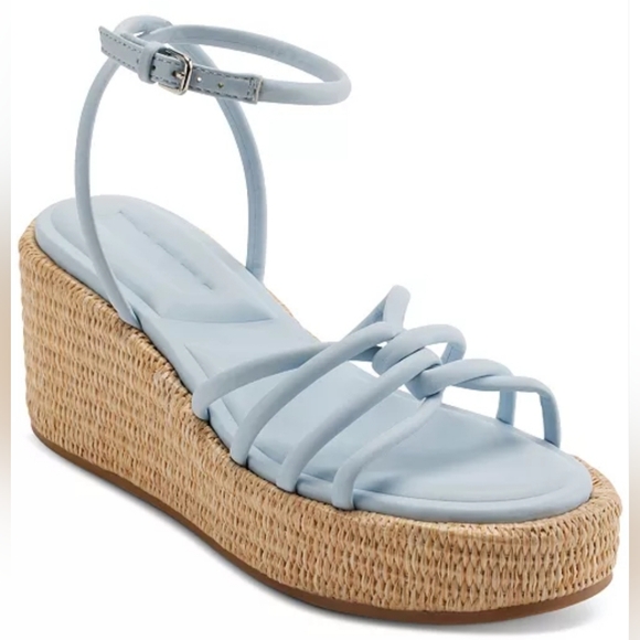 DKNY Cyrilla- Wedge Strappy Ankle - Blue Sky Size 9.5 New Without Box‎ $129 - Picture 1 of 13